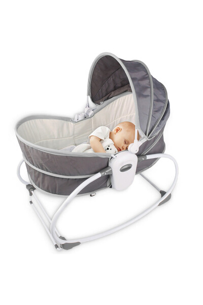 TEKNUM 6 - in - 1 Cozy Rocker Bassinet with Wheels, Awning & Mosquito net - Grey