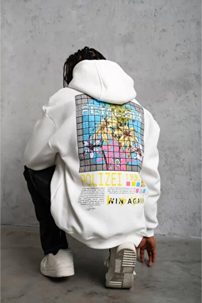 JANES Чоловічий патч із шістьма принтами капюшоновий светр - білий