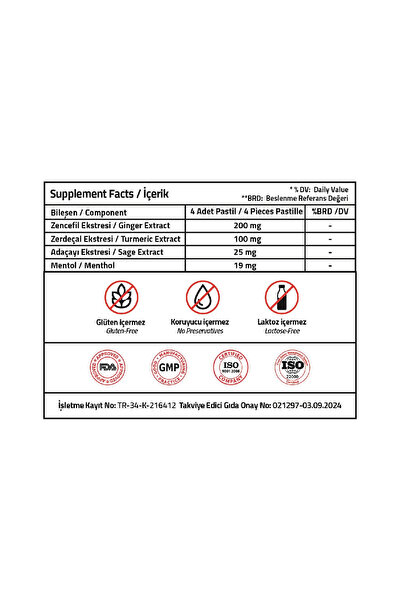 Validus Ginger + Turmeric + Sage + Honey 16 Pastille