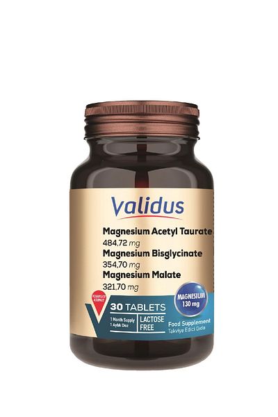 Validus Magnesium Complex Bisglycinate Taurat Malat Vitamin B6 Vitamin D3 1000 Iu 30 Tablets