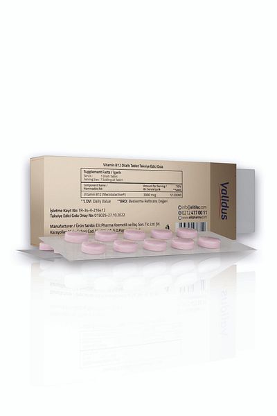 Validus Vitamin B12 3000 Mcg Sublingual 30 Blister Tablets