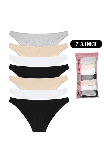 Cotpark Chiloți bikini de bază din bumbac pentru femei, pachet de 7 4104