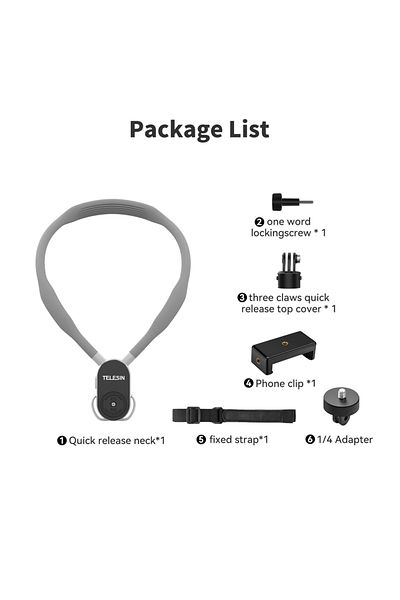 TELESIN With phone clip TELESIN Quick Release Silicone Neck Mount Magnetic Hold for GoPro Hero Insta360 DJI
