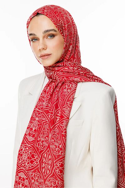 Mooncorn Μαροκινό μοτίβο διπλής όψης σάλι Claret Red-Mint Green