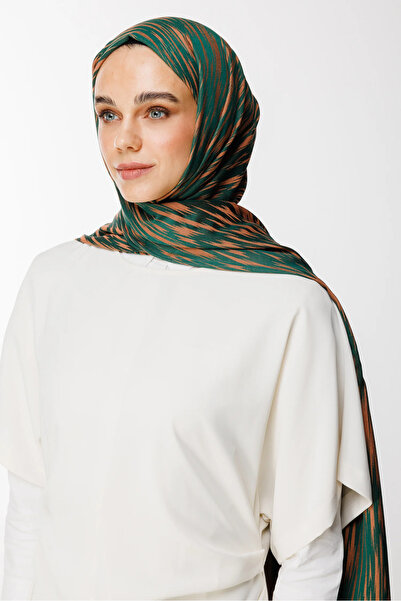 Mooncorn Σάλι διπλής όψης Selis Desen Σμαραγδένιο-Βερίκοκο