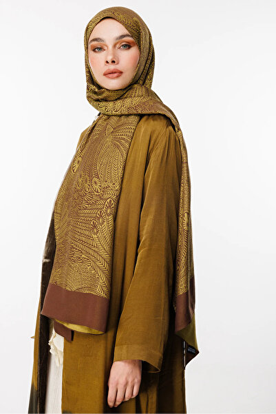 Mooncorn Bitter Brown-Salmon Pattern Double Sided Shawl