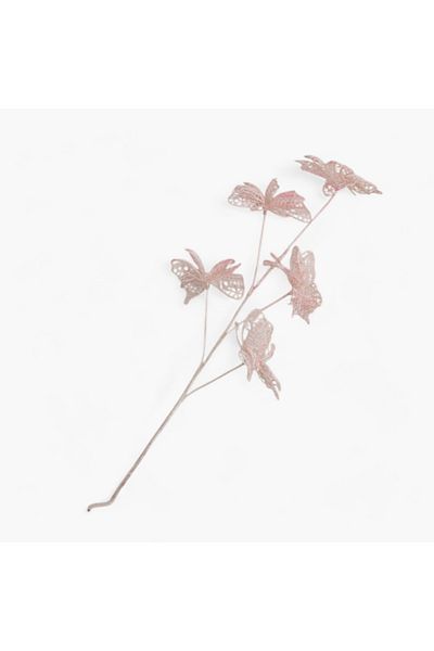 Home Box Liara Plastic Butterfly Floral Stick with 5 Heads 60 cm
