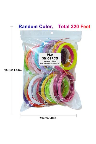 Choice 3m 32 colors 32 Colors 3D Pen Filament 1.75mm PLA, Each Color 10Feet(3m), Total 320 Feet (96m) 3D Pe