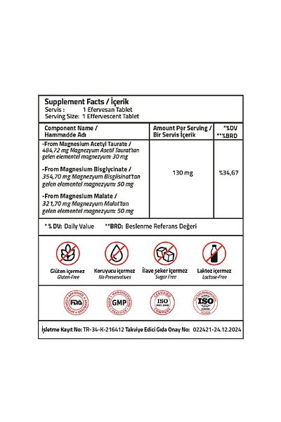 Validus Magnesium Complex Bisglycinate Taurat Malat 15 Effervescent Tablets