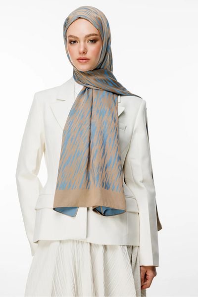Mooncorn Mink-Turquoise Double-Sided Shawl on Selis Pattern
