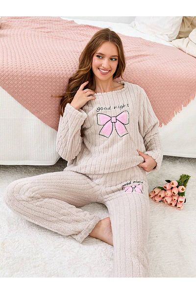 VG BOND MODA Welsoft Women &Apos; S Pajama Set - Report and Bow Detail Vg059