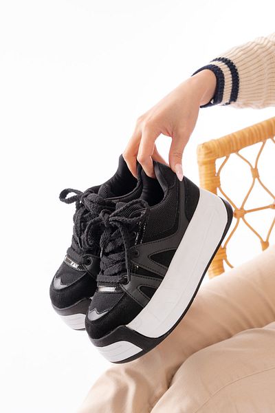 SEEM & BE Pantofi negri pentru femei Dora cu talpă înaltă - Pantofi sport
