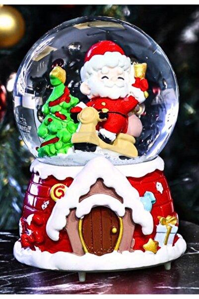 BiTon Toptan Mega Boy 2025 Yılbaşı Noel Baba Temalı Kar Püskürtmeli Işıklı Müzikli  Kar Küresi 16 cm- 18A