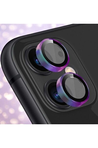 Store IPHONE 11 / 12 / 12 MİNİ UYUMLU RENGARENK TEMPERED GLASS KAMERA LENS KO...