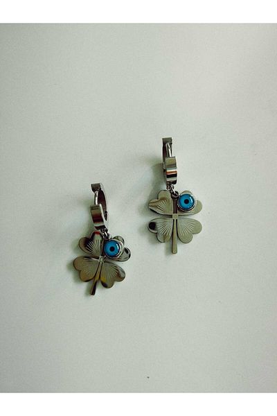 Kudi Evil Eye Beaded Clover Earrings