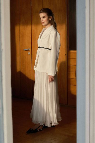 Hooopstore Κρεμ φούστα Allure Chiffon Pleat