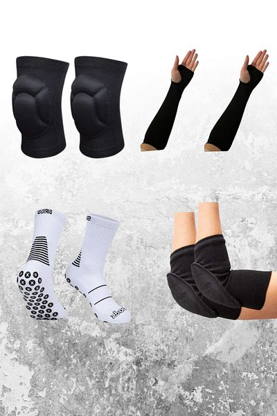 Sirius Sportswear 8-Piece Volleyball Knee Pad & Elbow Pad & Arm Pad & Sports Anti-Slip Rubber Socks Performance Volleyball Player Set