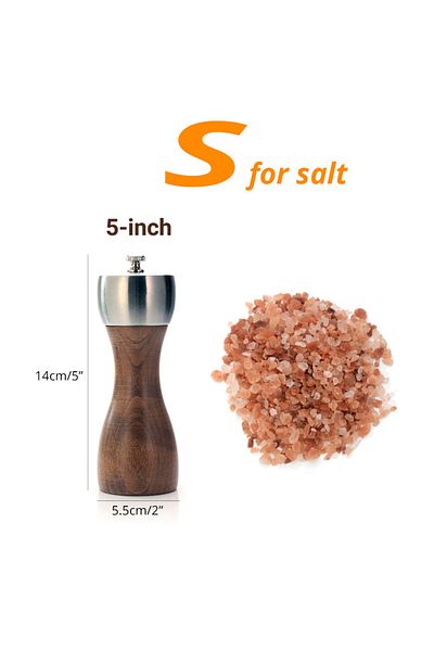 Choice 5 inch for salt Leeseph Premium Beech Pepper Mill, Salt and Pepper Grinder - Precision Carbon Steel