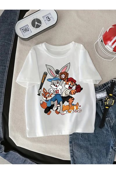 npLStore Tricou oversize imprimat Copii Rabbit & Friends