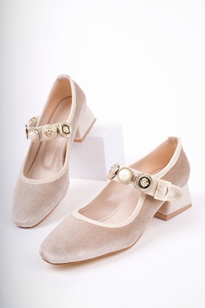 MUGGO Pantofi cu toc pentru femei PREETİ, cu o singură curea, cu detaliu de b...