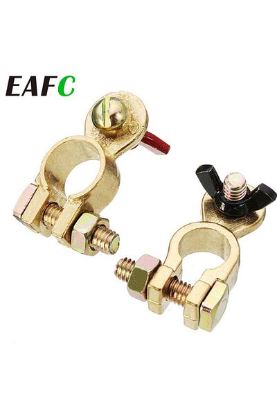 EAFC 1 Pair Car Battery Terminal Connector Clip Car Van Quick Release Battery Clip Brass Connector Aut...