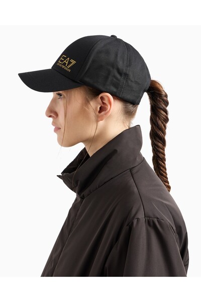 EA7 Unısex Nefes Alabilen Pamuklu Hafif Siyah-Altın Spor Şapka 7X000005 AF11989-MC021