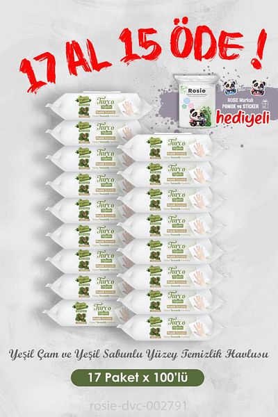 Baby Turco Buy 17 Pay 15 Green Pine and Soap Surface Cleaning Towels 100Pcs and Rosie