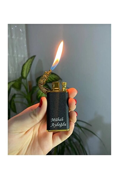 birdoz avm Kişiye Özel İsimli EJDERHA Tasarım Hediyelik Timsah Başlıklı Çift Ateşli Çakmak