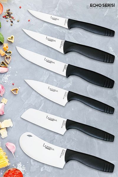 LAZBİSA Eco Series Kitchen Knife Set Meat Bread Vegetable Salad Pizza Dumpling Pita Chef Knife Set of 6