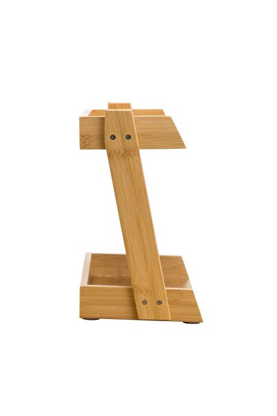 MAVİ TREND Дървен 2-етажен динамичен празен рафт за бюро, за грим, бижута и подправки