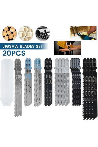 Choice New Jig Saw Blades Set T-Shaft HCS Assorted Saw Blades Sharp Fast Cut Jigsaw Blades for Wood Plas...