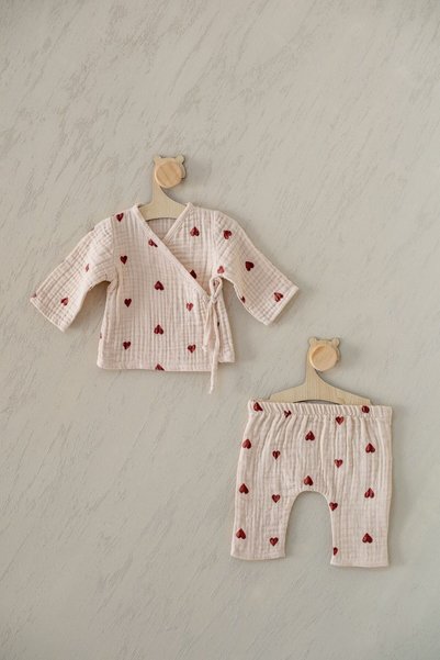 Muukh store Organic Printed Four Layer Muslin Hospital Set - 3 Pieces - 0/3 Months