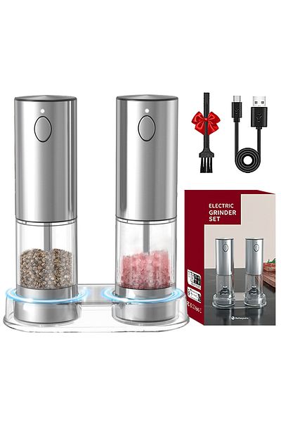 Choice Set Electric Pepper Grinder Stainless Steel Salt And Pepper Grinder Usb Rechargeable Adjustable Coar
