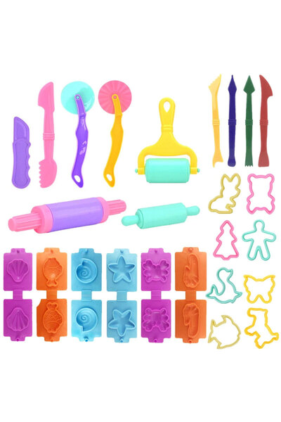 Choice 25pcs set Play Dough Accessories Set for Kids Playdough Tools with Various Plastic Molds Rolling Pin