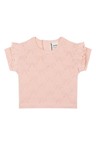 Antebies Ribbon Jacquard Ruffle Tshirt