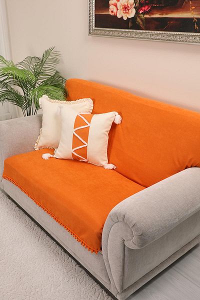 Aisha's Design Pom-Pom Armchair Cover 180X155 Cm,Ko-34Ik