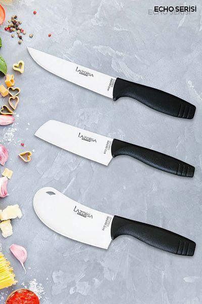 LAZBİSA Eco Series Kitchen Knife Set Meat Bread Vegetable Salad Dumpling Chef Knife Set of 3