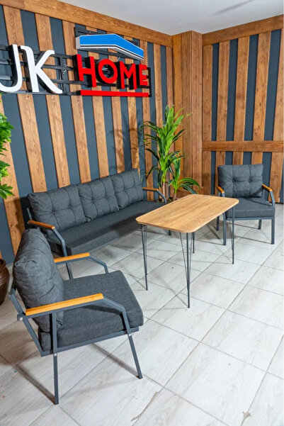 UFUK HOME Zeyd 311 Masalı Antrasit Fermuarlı Bahçe Balkon Takımı, Salon - Met...