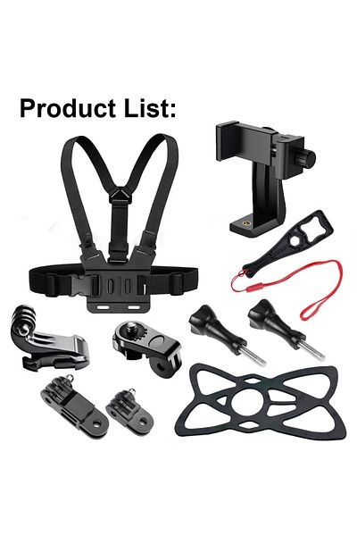 EXSKOF 10Pcs Kit Chest Strap Mount Belt for Mobile Phone iphone 14 Holder Chest Strap for GoPro Hero 12 11