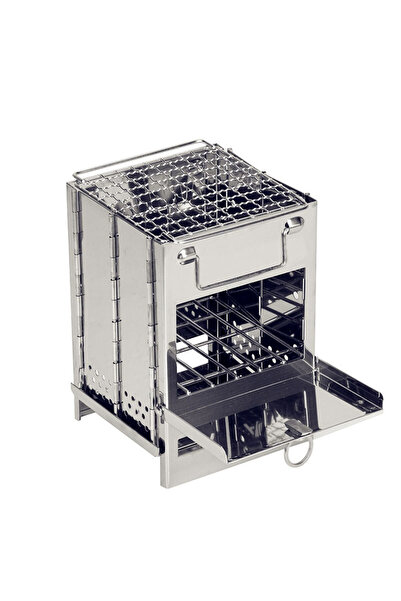 Choice موقد حطب فضي تومشو قابل للطي ومحمول للتخييم مصنوع من الفولاذ المقاوم ل...