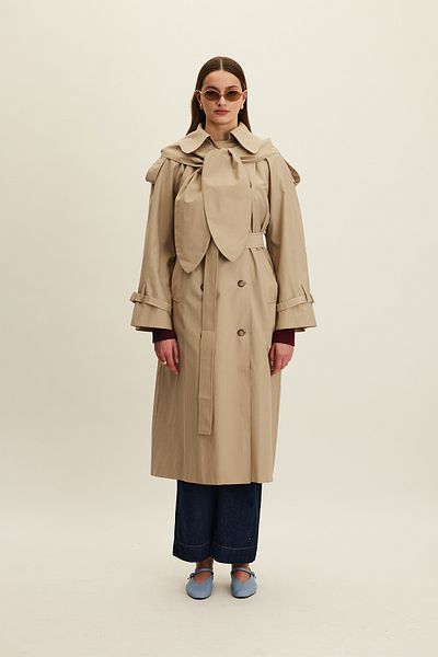 Manuka Cameel Tokyo Trenchcoat mit Kapuze