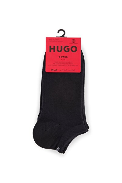 HUGO Altılı pakette pamuk karışımlı logolu soket çorap