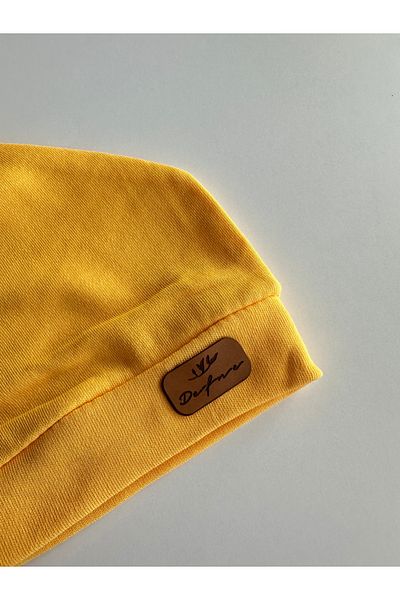 bioaksesuar Mustard Yellow Knotted Boy Girl Baby Kids Luxury Combed Cotton Beanie Hat