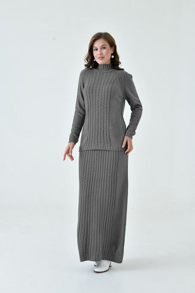 NİSUM MODA Strick Set with Scarf Skirt
