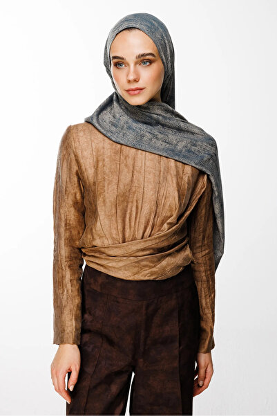 Mooncorn Σάλι διπλής όψης με μοτίβο Sahara Petrol Blue-Beige