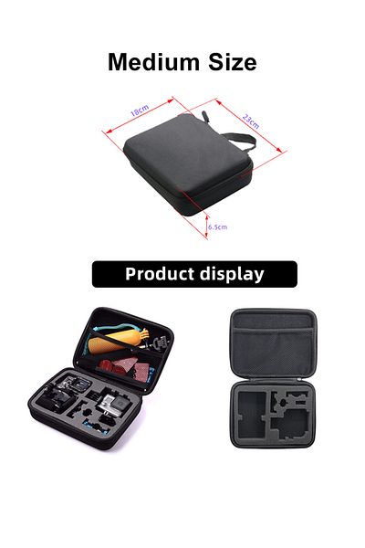 EXSKOF Medium Size Carrying Case Storage Bag Travel Carry Box For Gopro Hero 12 11 10 9 8 7 6 5 SJCAM AKASO