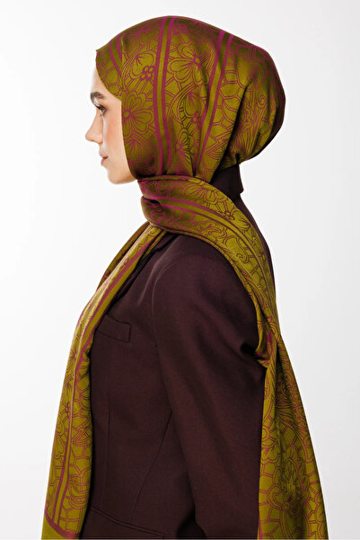 Mooncorn Lavin Pattern Double Sided Shawl Oil Green-Damson