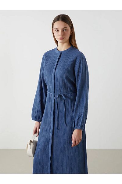 LC Waikiki LCWAIKIKI Rochie cămașă de damă cu guler albastru clasic