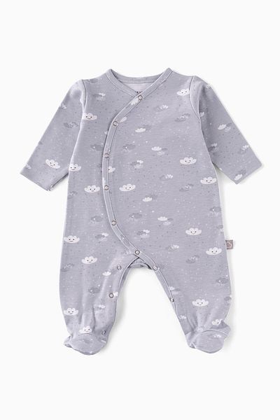 Boumini Gray Cotton 2-Piece Baby Romper and Booties Set - Smiling Clouds