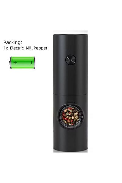 Choice GRAY Electric Automatic Mill Pepper And Salt Grinder With Base Set Battery Powered With LED Light Ad
